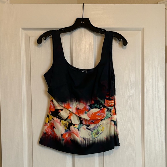 ELIE TAHARI for 5F (Bergdorf Goodman) Floral Print Ruched Blouse with Side Zip - Picture 2 of 12